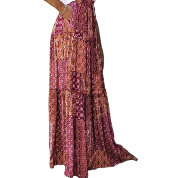 Bohemian Maxi Skirt Long Stretch M L XL Plus Boho Style Casual to Elegant Skirts - Picture 8 of 11